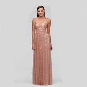 Waters & Watters Blush Formal Bridesmaid Full length Sequin Dress Gown